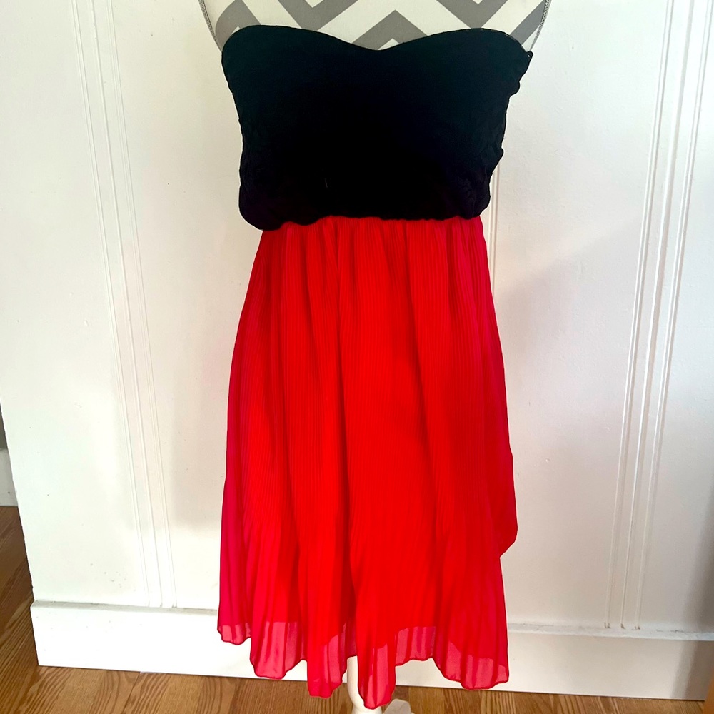 Minimi Dress - Black / hot orange Strapless Dress